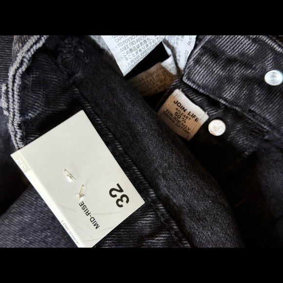 New Zara Jean Shorts 00 Womens Black Mid Rise Cut Off Denim Frayed Button Fly - Picture 8 of 10